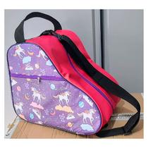 Bolsa Mochila Porta Patins quad in line unicórnio lilás / rosa pink: Praticidade e Conforto Bolsa Mochila Porta Patins quad in line unicórnio lilás / rosa pink: Praticidade e Conforto