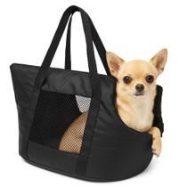 Bolsa mochila preta pet cachorro gato dobravel viagem passeio carro sacola alca de ombro