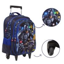 Bolsa Mochila Rodinha Batman Azul 3D Led Toys 2U Passeio