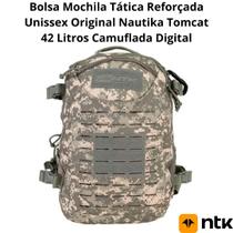 Bolsa Mochila Tática Reforçada Unissex Original Nautika Tomcat 42 Litros Camuflada Digital