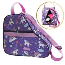 Bolsa Mochila Unicórnio Lilás /rosa, para Patins Quad Inline