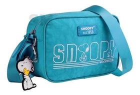 Bolsa Moderna Jovem Feminina Nylon Snoopy Azul