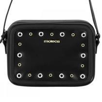 Bolsa Moleca Transversal Casual Detalhes Metalizados Feminina Preta