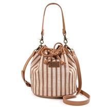 Bolsa Montana West Lee tipo bucket com cordão 25x11x26 cm