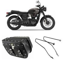 Bolsa Moto Custom Alforge Lateral Com Cravo E Fechadura Chave 32 Litros + Afastador Royal Enfield Bonneville T 100