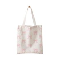 Bolsa Multifuncional De Lona Com Estampa De Laço, Mochila Casual Reutilizável, Sacola De Compras Bolsa Multifuncional De Lona Com Estampa De Laço, Mochila Casual Reutilizável, Sacola De Compras