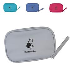 Bolsa Nécessaire Remédios Viagem Multiuso Poliéster Colorido Cor Cinza Desenho Do Tecido Lisa