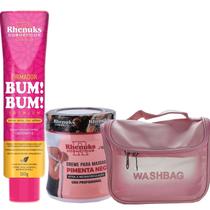 Bolsa Necessaire Washbag + Creme Firmador Bumbum + Gel Redutor Pimenta Negra