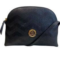 Bolsa nina p em couro preto tressê