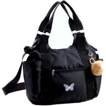 Bolsa Nylon Feminina Grande Estampa Borboleta alças transversal regulável e ombro lateral moda casual trabalho academia treino praia piscina dia dia