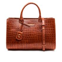 Bolsa Olivia Couro Croco Marrom Cecconello C2904-3
