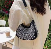 Bolsa Ombro Brilho Perola Luxo Mini Bag Alça Curta e Transversal Moda Feminina Chic