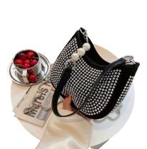 Bolsa Ombro Brilho Perola Luxo Pequena Alça Curta e Transversal Festa Casual Dia a Dia Moda Feminina