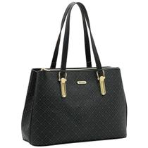 Bolsa Ombro Chenson Grande Elemento Gráfico Feminina 3485608 Cor:Preto
