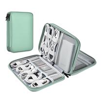 Bolsa organizadora de cabos com cordão de couro miloocul verde claro