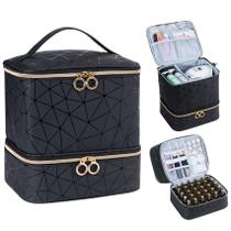 Bolsa organizadora de esmaltes Uross contém 30 garrafas pretas Bolsa organizadora de esmaltes Uross contém 30 garrafas pretas