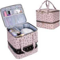 Bolsa organizadora de esmaltes Uross contém 42 garrafas rosa claro Bolsa organizadora de esmaltes Uross contém 42 garrafas rosa claro