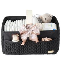 Bolsa organizadora de luxo para fraldas para bebês Caddy LUKJOJO preta Bolsa organizadora de luxo para fraldas para bebês Caddy LUKJOJO preta