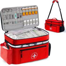 Bolsa organizadora de medicamentos TGCUR Family First Aid Box vermelha