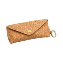 Bolsa Organizadora De Óculos De Sol Portátil Em Palha Trançada Com Fivela Para Pendurar