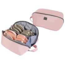 Bolsa organizadora de roupa íntima de viagem MOSSTYUS impermeável rosa Bolsa organizadora de roupa íntima de viagem MOSSTYUS impermeável rosa