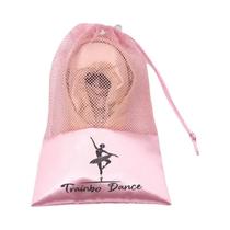 Bolsa Organizadora De Sapatos De Dança De Ballet Em Cetim Rosa E Branco