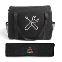 Bolsa Organizadora Porta Malas Universal + Capa Porta Triângulo de Sinalização Carpete Preto Automotivo