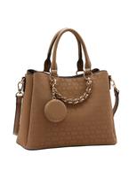 Bolsa Original Chenson Relevo Monograma Marrom Atemporal - Alça de Mão