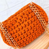 Bolsa Oval feminina de Crochê pequena com Alça Transversal