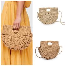 Bolsa Palha Artesanal Meia Lua Alça Tiracolo/Transversal e Mão Moda Feminina Praia Casual