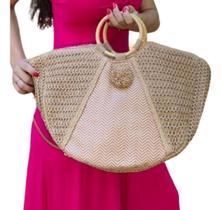 Bolsa Palha Feminina Grande Transversal Artesanal Praia Resort Verão