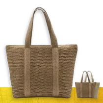 Bolsa Palha Praia Verão Feminina Grande com Ziper 1081 Bolsa Palha Praia Verão Feminina Grande com Ziper 1081