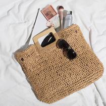 Bolsa Palha Quadrada Artesanal Tiracolo Alça Bambu Alça Tiracolo/Mão - Moda Feminina