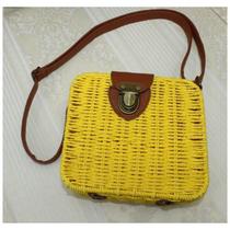 Bolsa Palha Quadrada Feche Feminina Praia Verão Bolsa Palha Quadrada Feche Feminina Praia Verão