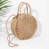 Bolsa Palha Redonda Artesanal Blogueira - Alça Transversal/Mão - Moda Feminina Casual, Verão, Praia.