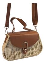 Bolsa Palha Sintética Feminina Estilosa Moderna Passeio Verã