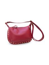 Bolsa Pampa vermelha Couro legítimo Tachinhas douradas banhado a ouro de alta qualidade Zé Filó