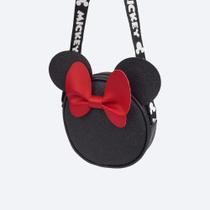 Bolsa Pampili Preta Vermelha Orelhas Mickey e Minnie Disney