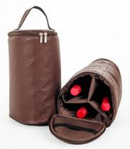 Bolsa Para 3 Garrafas Porta Vinho Wine Bag Cooler Cerveja Gin Champanhe Termica - PV3-Croco Marrom