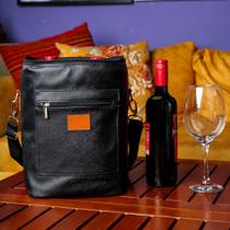 Bolsa Para 4 Garrafas Porta Vinho Wine Bag Cooler Cerveja Gin Champanhe Termica - PV4 - PRETO LISO