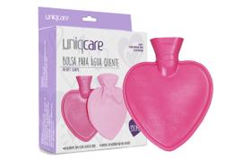 Bolsa para Água Quente Com Capa Uniqcare Heart Shape 950mL Coração Rosa Uniqmed