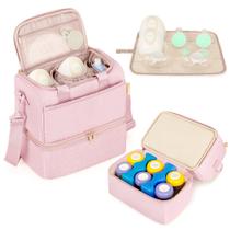 Bolsa para bomba de mama Fasrom wearable com compartimento refrigerador rosa Bolsa para bomba de mama Fasrom wearable com compartimento refrigerador rosa