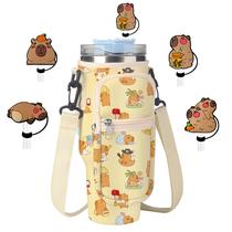 Bolsa para Copo com Estampa de Capivara para Tumbler de 40 oz com Canudos