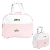 Bolsa para Enxoval Meninas Rosa e Branco p Boneca Reborn