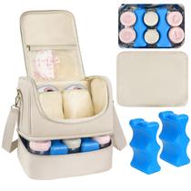 Bolsa para extractor de leche Jaffzora con enfriador, paquete de hielo y material impermeable Bolsa para extractor de leche Jaffzora con enfriador, paquete de hielo y material impermeable
