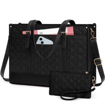 Bolsa para laptop IGOLUMON para mulheres de material vegano de 15,6" preta