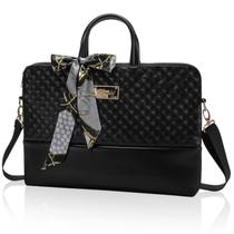 Bolsa para laptop Kamlui acolchoada para mulheres em couro PU de 15,6" preta Bolsa para laptop Kamlui acolchoada para mulheres em couro PU de 15,6" preta