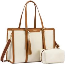 Bolsa para Laptop LOVEVOOK 15,6" - Bolsa de Lona Bege para Mulheres