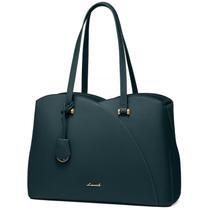 Bolsa para laptop LOVEVOOK 17,3" para mulheres em couro azul-petróleo impermeável