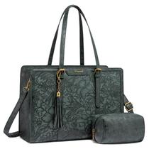 Bolsa para laptop LOVEVOOK, bolsa de couro vintage de 15,6 polegadas para mulheres